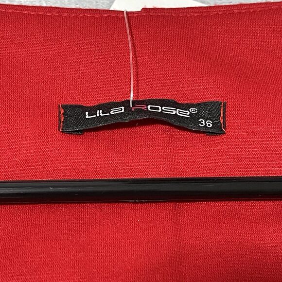 Lila Rose A Line Shift Dress Womens Size 5.5 Red Cap Sleeve Round Neck Front Zip - Picture 2 of 9